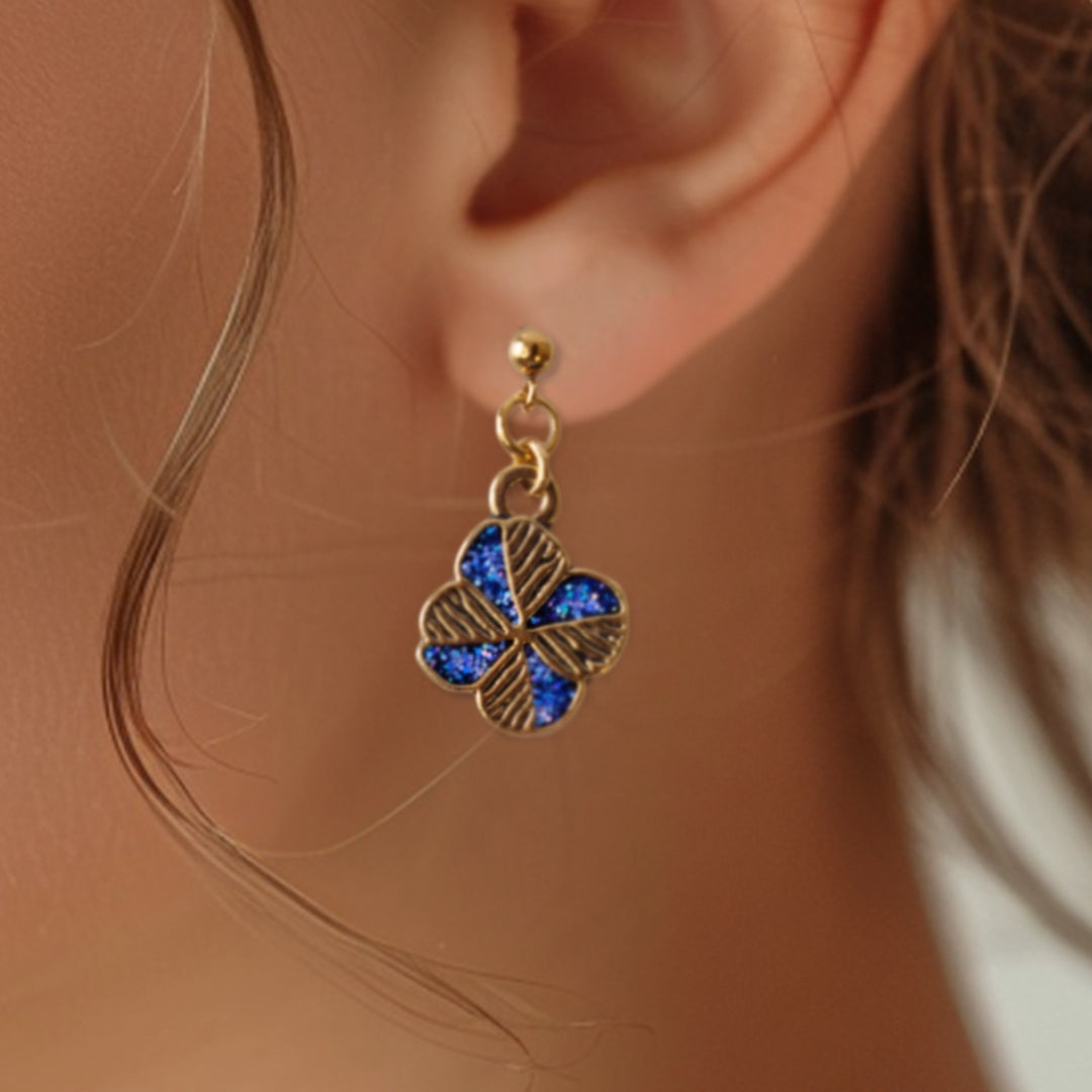 Boucles d'oreilles SEVEN | Trèfle à Quatre Feuilles bleu