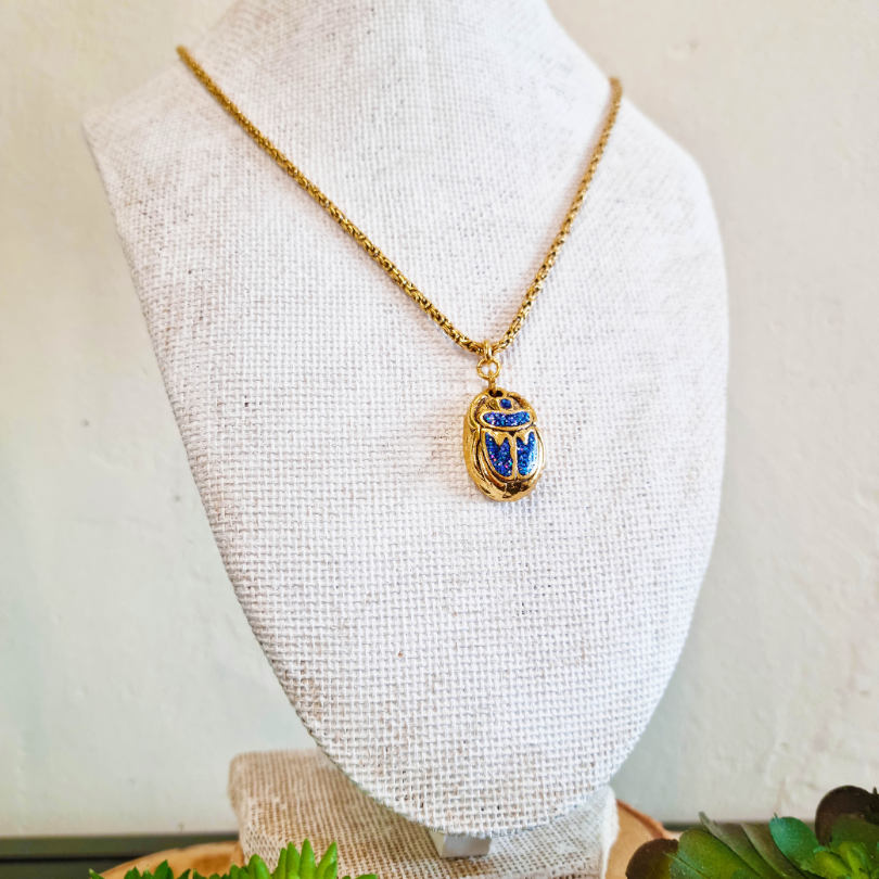 Collier Scarabée KHEPER BLEU