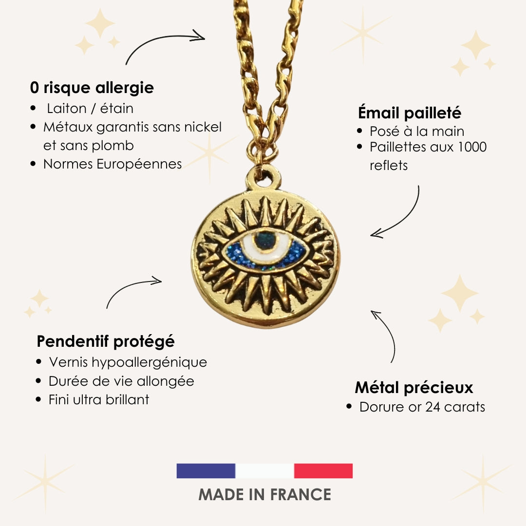 Collier ZÉLIE| Œil protecteur bleu