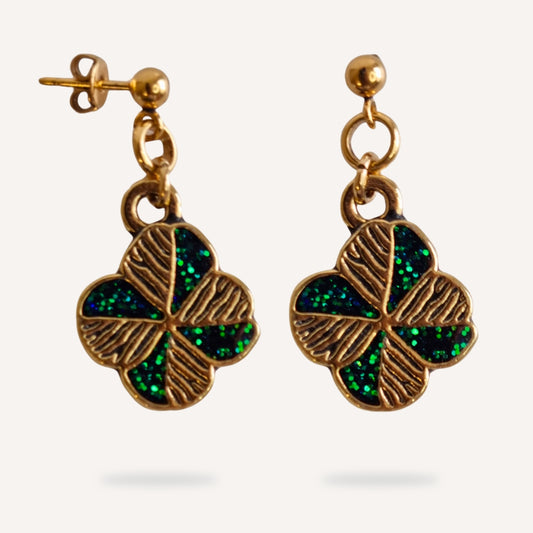 Boucles d'oreilles SEVEN | Trèfle à Quatre Feuilles vert/bleu