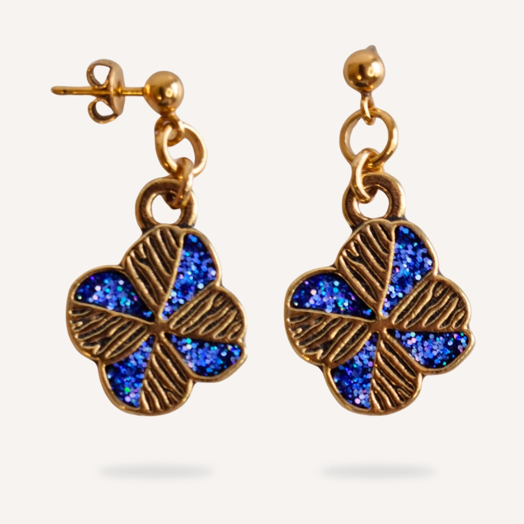 Boucles d'oreilles SEVEN | Trèfle à Quatre Feuilles bleu