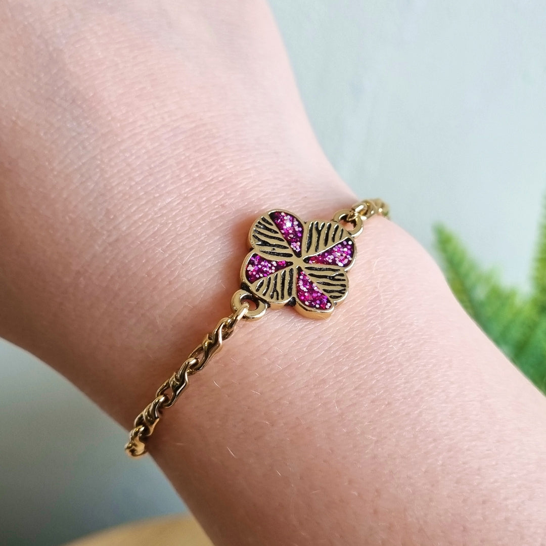 Bracelet SEVEN | Trèfle à Quatre Feuilles violet