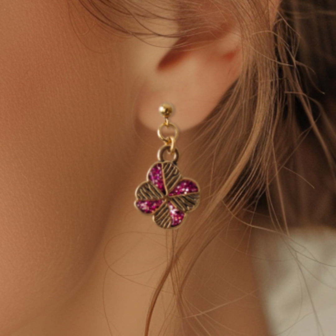 Boucles d'oreilles SEVEN | Trèfle à Quatre Feuilles violet