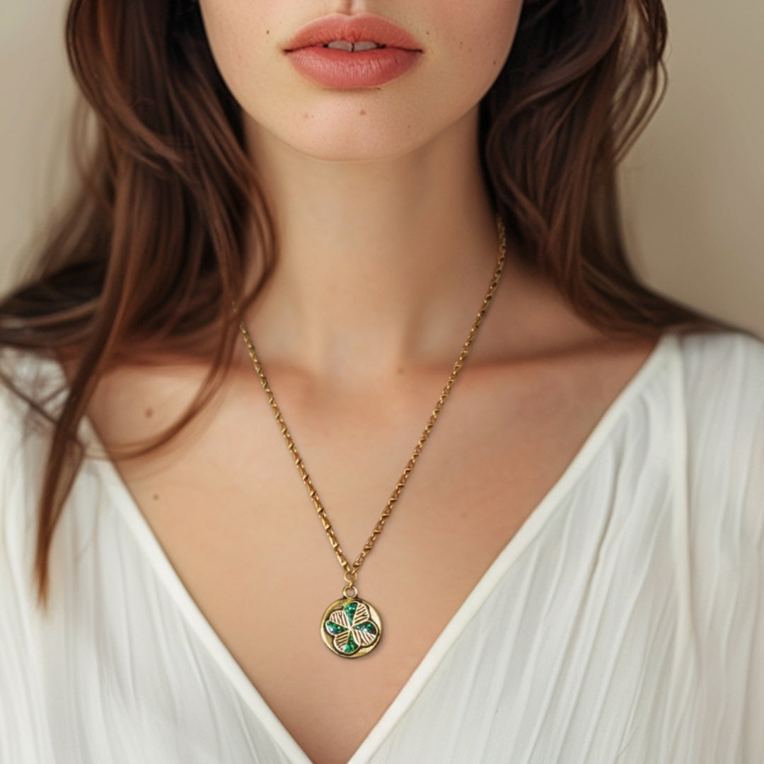 Collier SEVEN | Trèfle à Quatre Feuilles vert/bleu