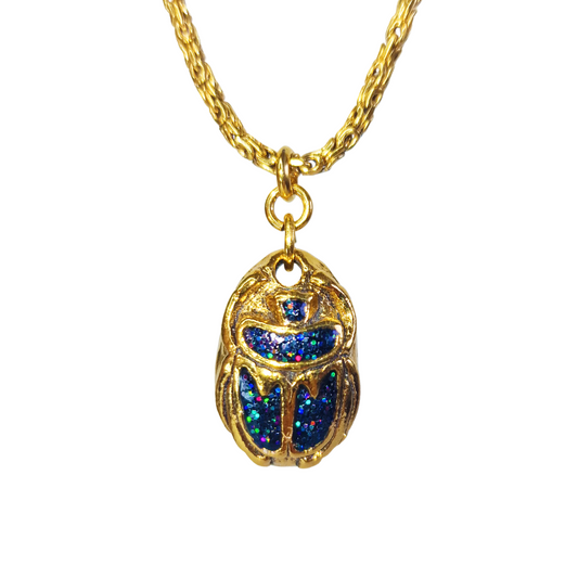 collier pendentif scarabée doré avec émail noir multi couleur bijoux createur lyon
