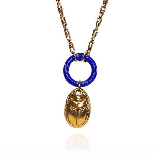 collier-bijoux-scarabee-egyptien-bijoux-createur-mousqueton-bleu-fluo-neon-lyon-verger-bijoux-2